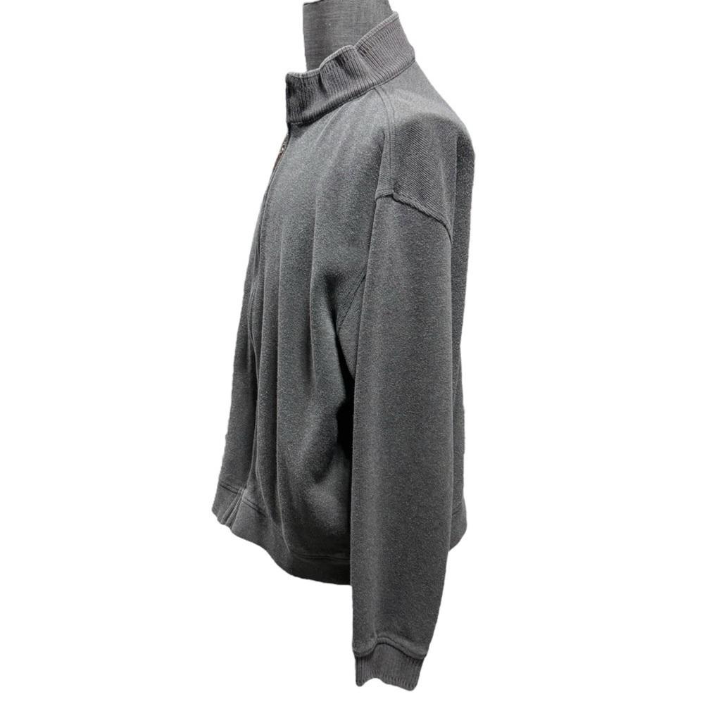 LL Bean Gray Zip Cardigan Jacket Mens XL Cotton Mock Neck Office Neutral Classic - Picture 5 of 11